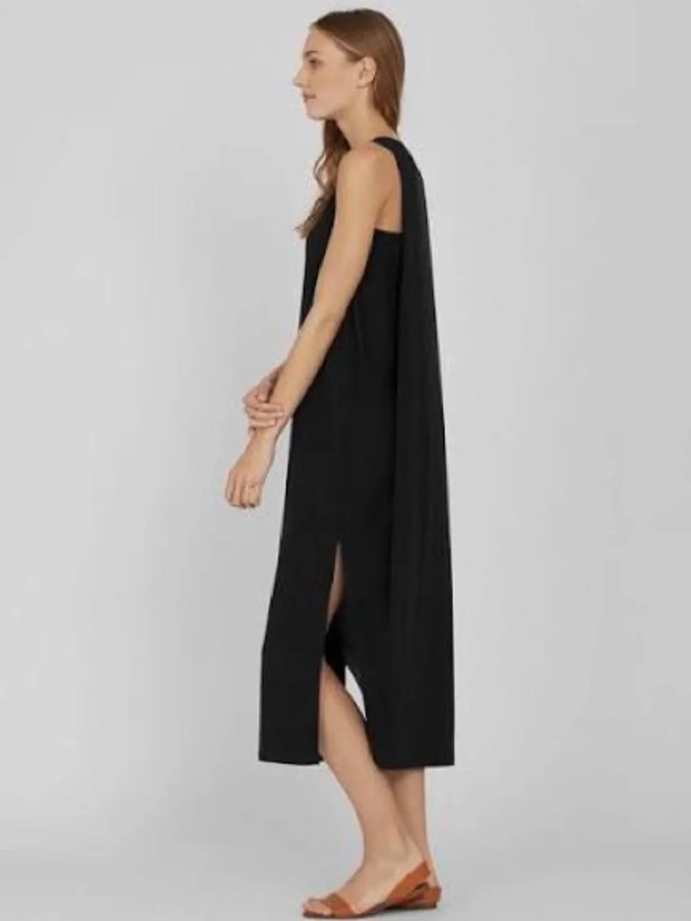 Cuyana drape back Pima dress black large